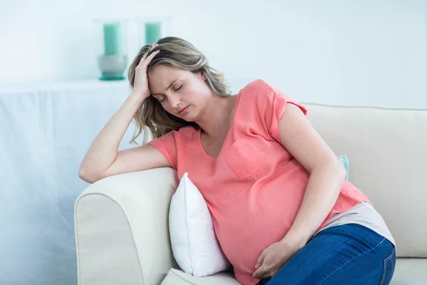 Pregnant woman with headache — Stock Photo, Image