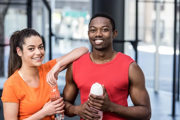 Smiling woman and man after effort — Stock Photo, Image