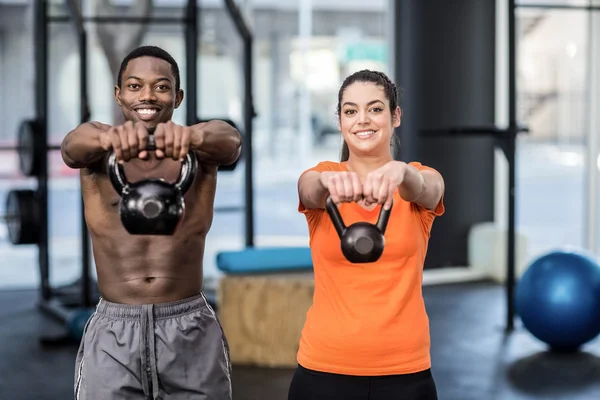 Athlétisme homme et femme travaillant sur — Photo