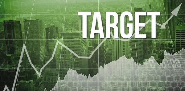 Target szó és a készletek és részvények — Stock Fotó