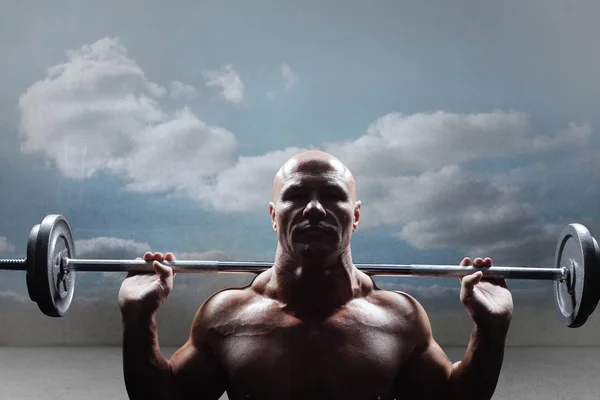 Bald man lifting crossfit — Stock Photo, Image
