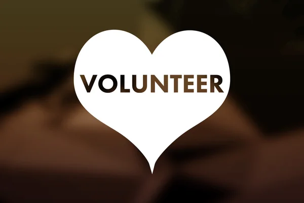 Volunteer word in heart — Stock Photo, Image