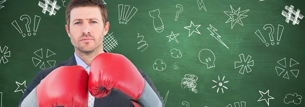 Hombre de negocios con guantes de boxeo — Foto de Stock