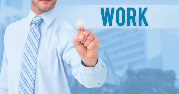 Word work and businessman in shirt — Stock Photo, Image
