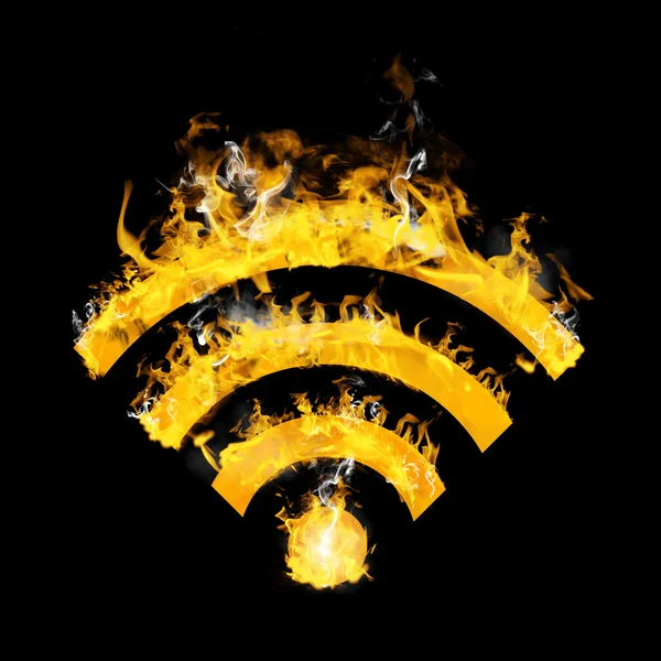 WiFi sign on fire — Stock Photo, Image