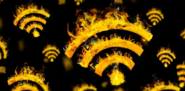 WiFi se znaménkem na požární značky — Stock fotografie