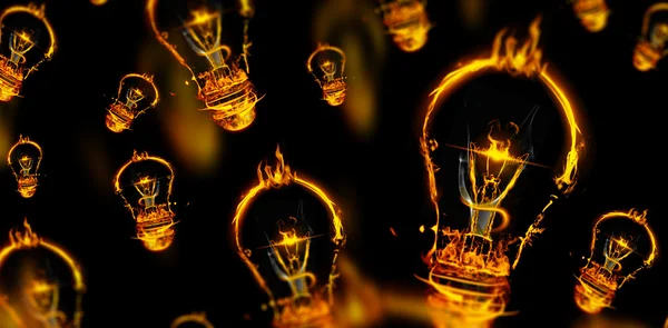 Bulb on fire signs — Stock Photo, Image