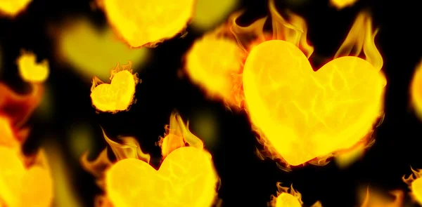 Several hearts on fire — Stock Photo, Image