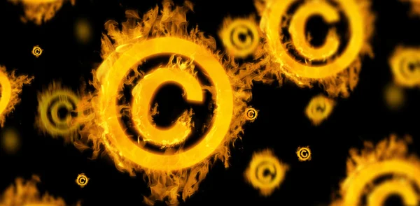 Vários direitos autorais no fogo — Fotografia de Stock