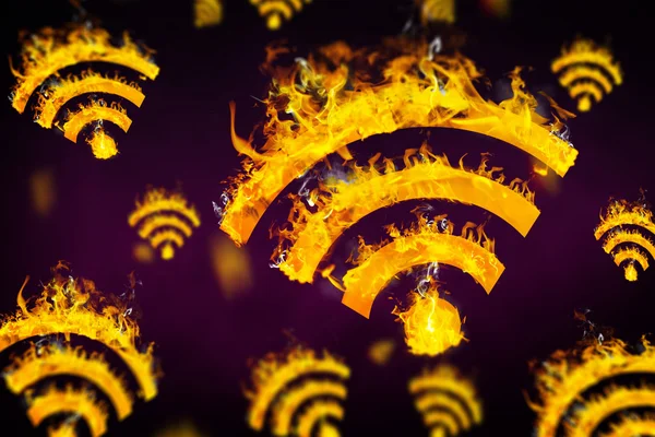 WiFi signs on fire — Stock Photo, Image