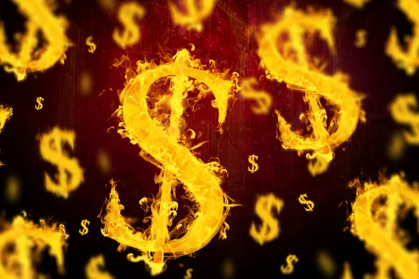 American dollar on fire — Stock Photo, Image