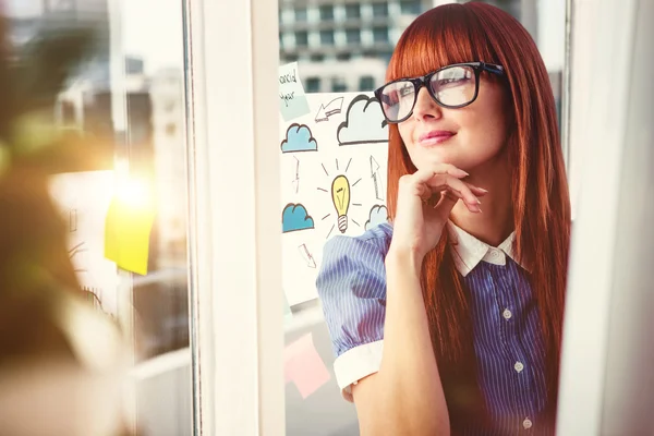 Hipster woman thinking — Stock Photo, Image