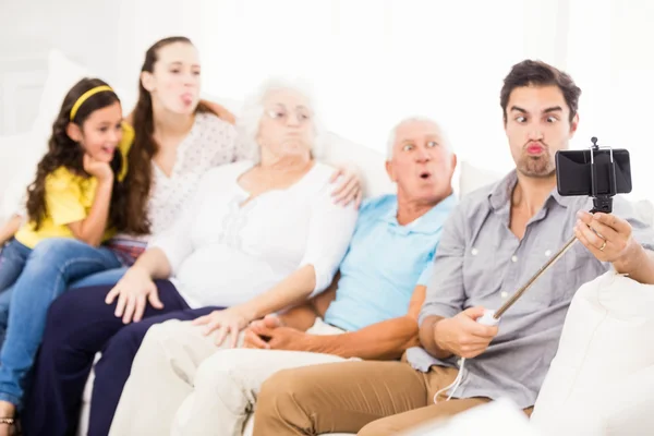 Happy extended family taking selfie — Stock Photo, Image