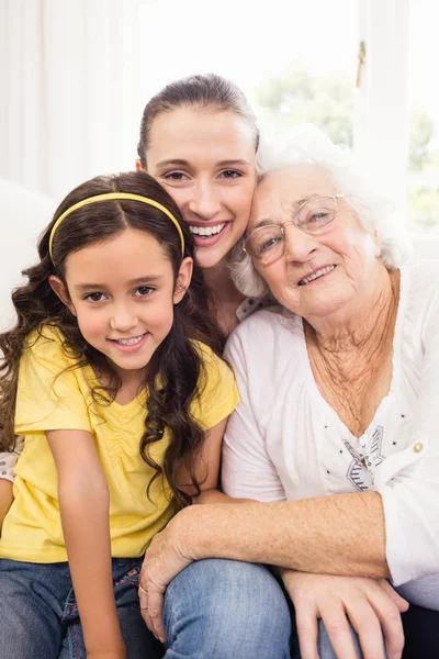 Happy family using tablet — Stock Photo, Image