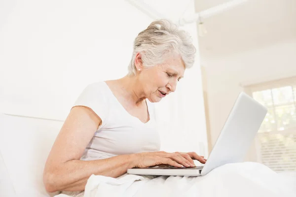 Mujer madura usando laptop — Foto de Stock