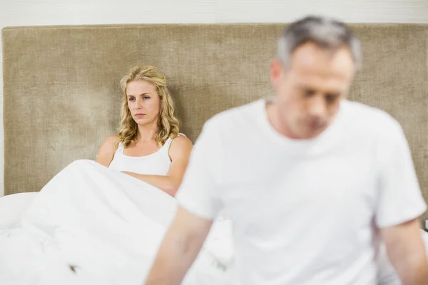 Upset couple sulking each other — Stock Photo, Image