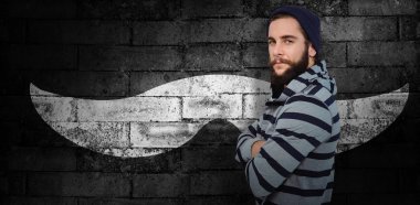 confident hipster with hooded shirt clipart