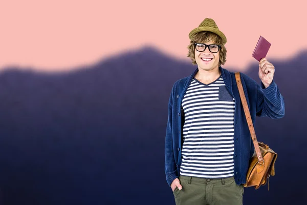 Hipster mit Ledergeldbörse — Stockfoto