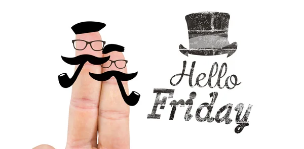 Composite image of fingers with mustache — Stock Photo, Image