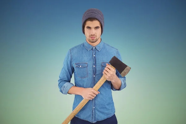 Hipster  holding axe — Stock Photo, Image