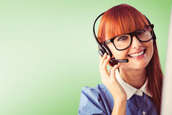 Hipster woman with headset — Stock Photo, Image
