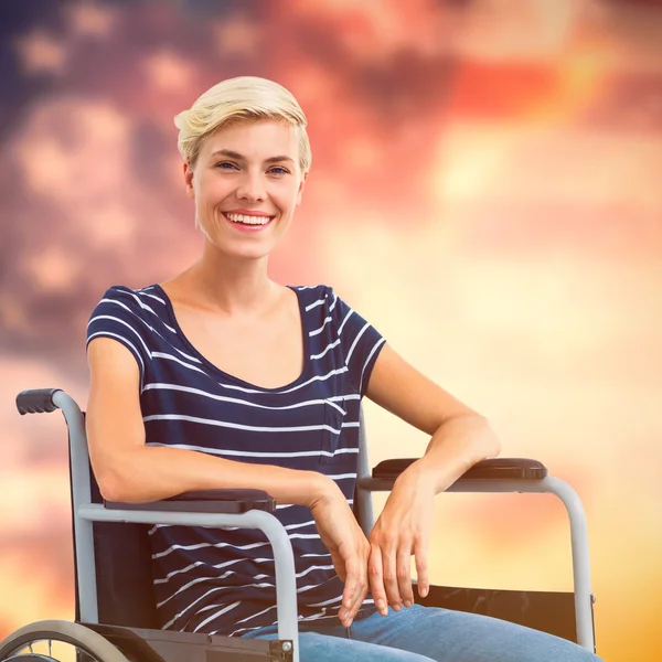 Smiling woman in a wheelchair — Stock Photo, Image