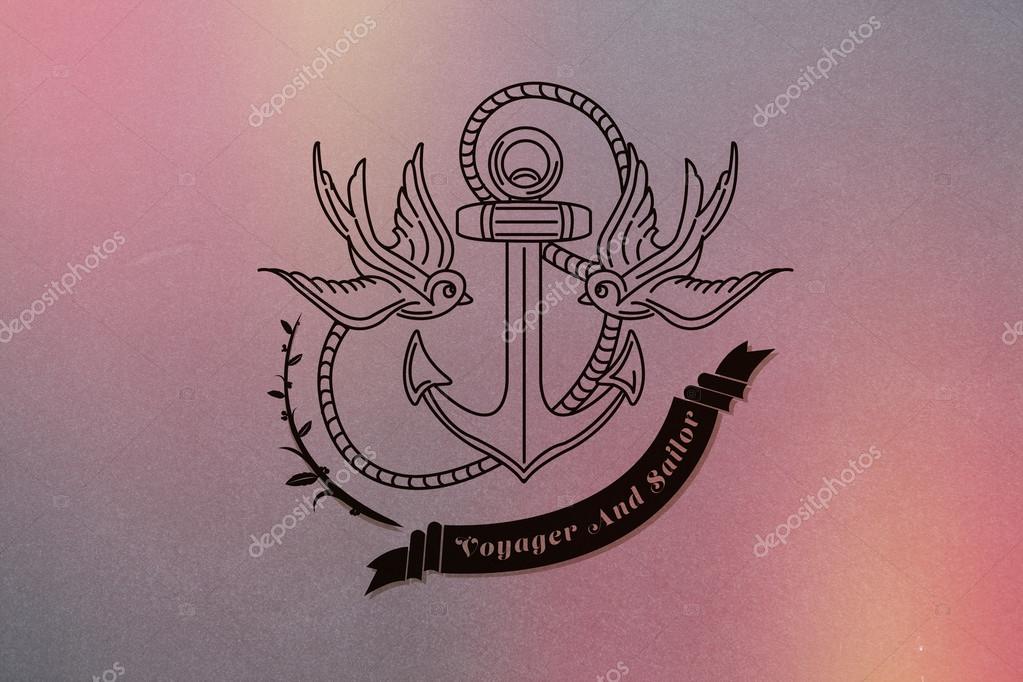 Composite image of anchor icon against grey background