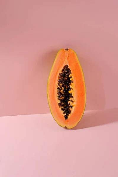 Creative Layout Made Papaya Half Ripe Papaya Shadow Background Food Royalty Free Stock Photos