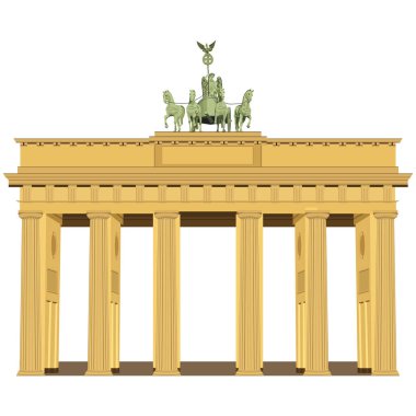 Brandenburg Kapısı beyazlar üzerinde izole