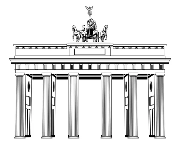 Brandenburgi kapu elszigetelt fehér — Stock Vector