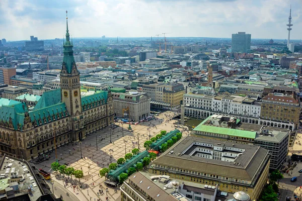 Panoramiczny pejzaż miasta Hamburg — Zdjęcie stockowe