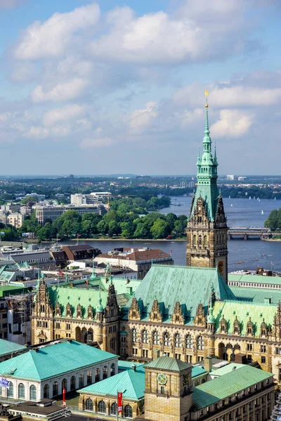 Paisagem urbana panorâmica de Hamburgo — Fotografia de Stock