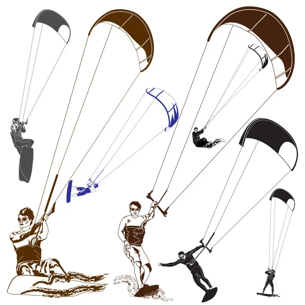 Kitesurfers — Stockvector