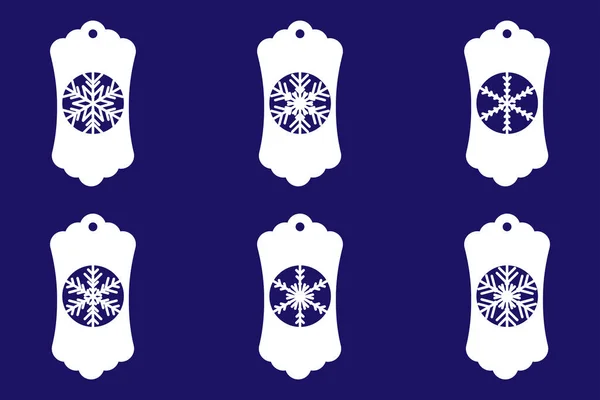 Kerst Gift Tags Met Sneeuwvlokken Tags Sjabloon Papier Snijden — Stockvector