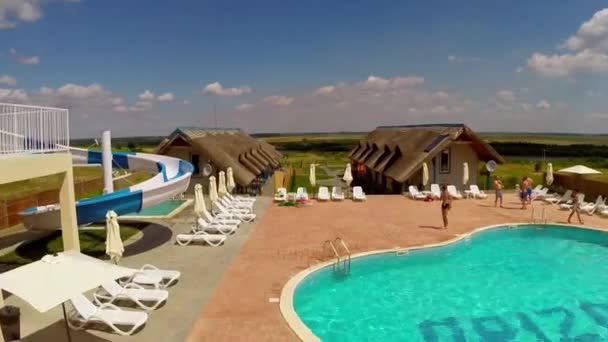 Luxury resort in Danube Delta, aerial — Stock Video
