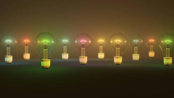 Ampoules Colorées Fond Illustration — Photo