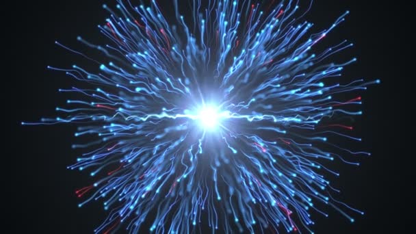3D高速で衝突する二つの荷電粒子のアニメーション — ストック動画