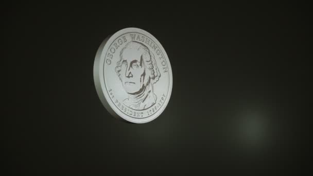 Spinning One Dollar Coin Slow Motion Animation — Video Stock