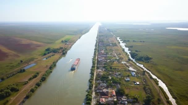 Δούναβης Πριν Από Ροή Στη Μαύρη Θάλασσα Εναέρια Άποψη — Αρχείο Βίντεο