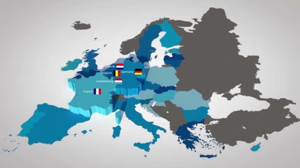 Länder der Europäischen Union — Stockvideo