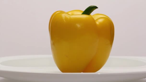 Roterande söt gul paprika — Stockvideo