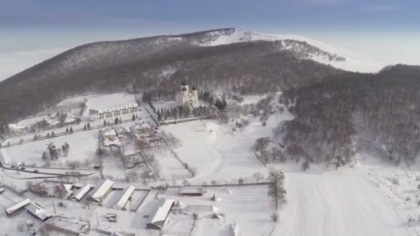 Vedere aeriană mănăstire — Videoclip de stoc