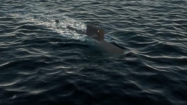 Ubåt som reser på ytan av havet — Stockvideo