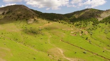 Güzel dağ manzarası ile dağ geçidi, havadan görünümü