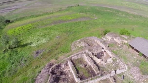 Oude stad van Halmyris, antenne perspectief — Stockvideo