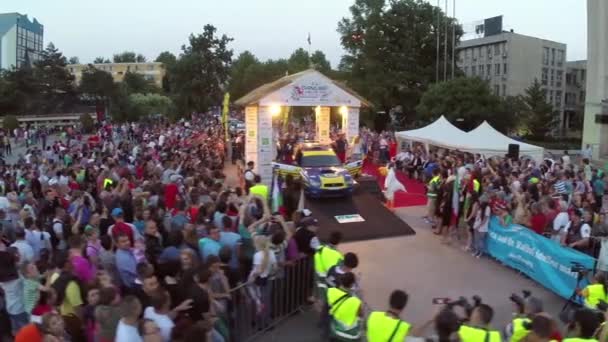 多瑙河三角洲拉力赛开始和汽车游行 — 图库视频影像