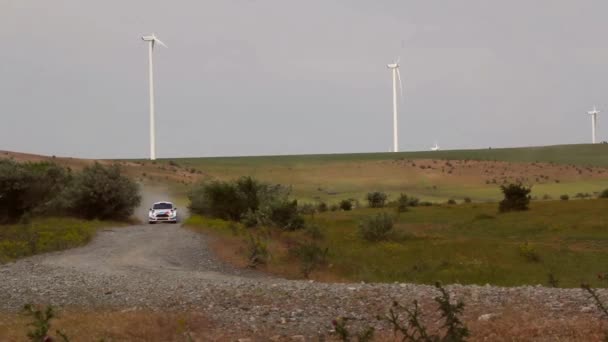 Donau-Delta-Rallye Sonderversuch Windpark — Stockvideo
