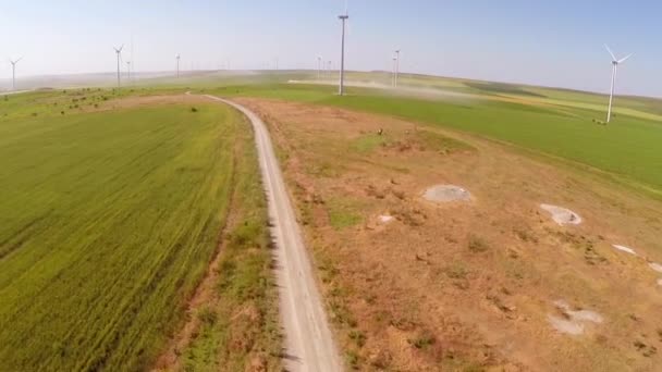 Parque eólico de prueba especial del Delta del Danubio — Vídeo de stock