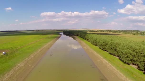 Danube under torkan antenn — Stockvideo