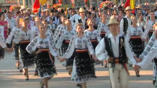 Rumänischer traditioneller Tanz beim internationalen Folklore-Festival am 04. August 2012 in tulcea, Rumänien. — Stockvideo